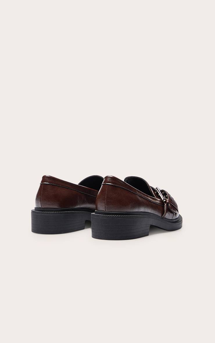 Chocolat Mocassins En Synthétiquecuir Froissé Avec Détail Boucle