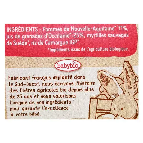 Babybio Frutas em Pote Maçã Romã Orgânica +6 meses 2 x 130g