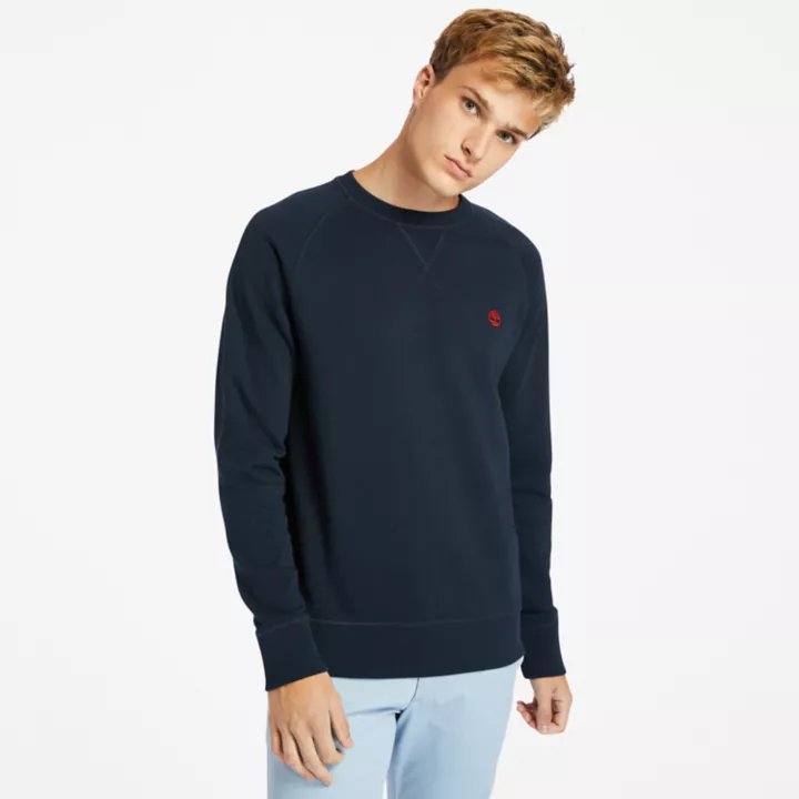 Sweat à col rond et envers bouclé Exeter pour homme en bleu marine