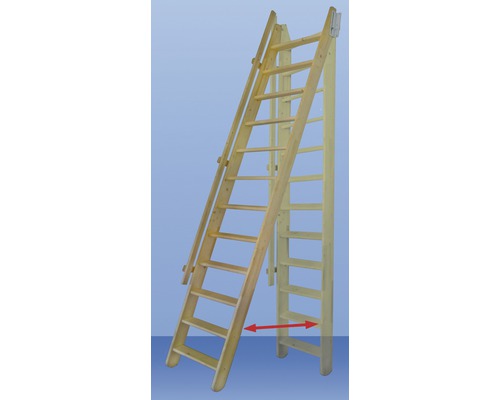 Pertura Adara trapboom, massief sparrenhout, onbehandeld, recht, 58 cm, 12 treden / 13 stootborden