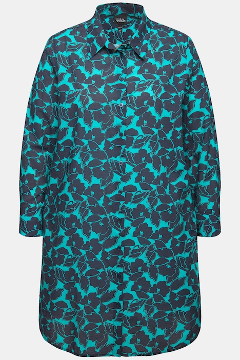 Longbluse, Paisley, A-Linie, Hemdkragen, Langarm