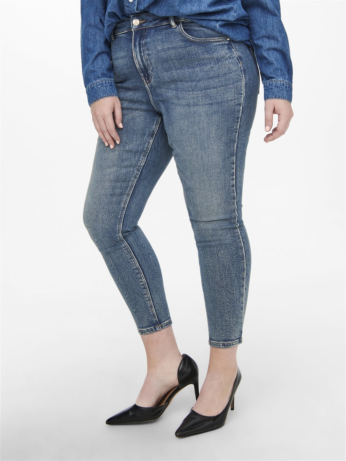 CARKILA Hohe Taille Skinny Fit Jeans Medium Blue Denim
