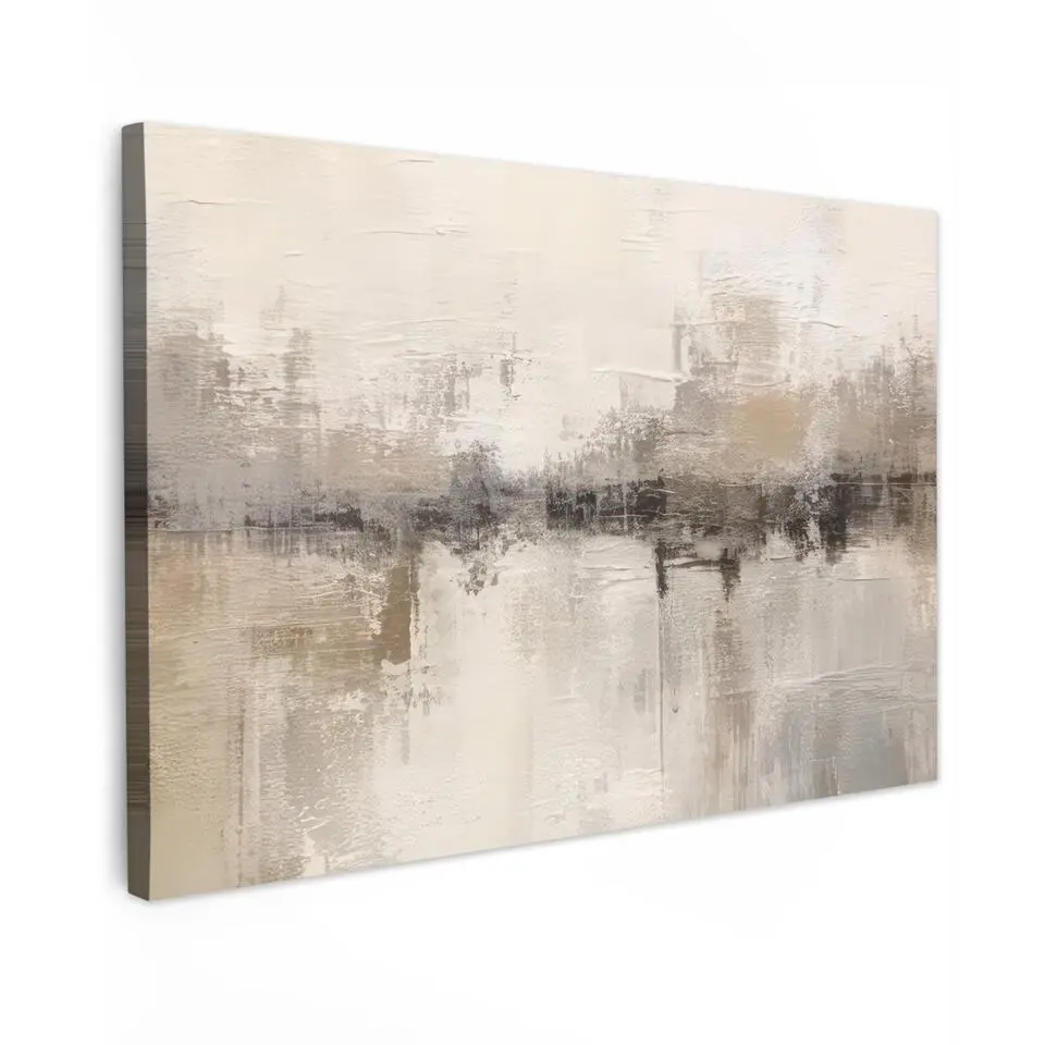 MuchoWow Canvas Schilderij 90x60cm Moderne kunst Abstract Beige