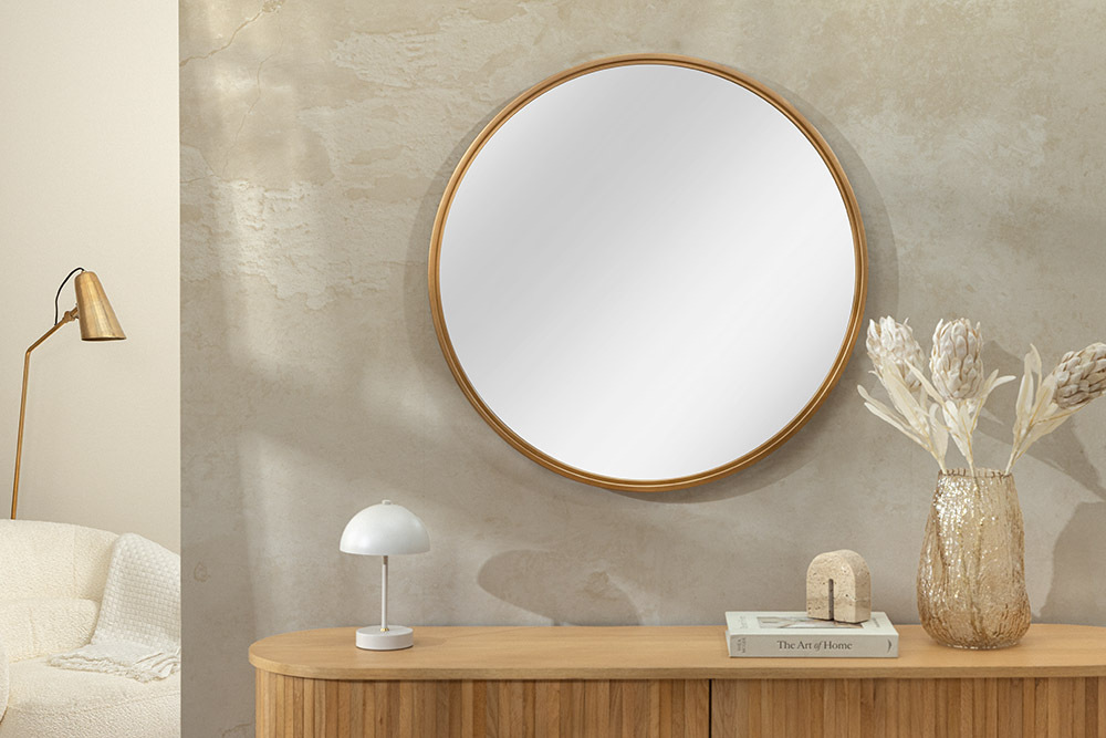 Runder Wandspiegel PORTRAIT 60cm gold Eisen handmade