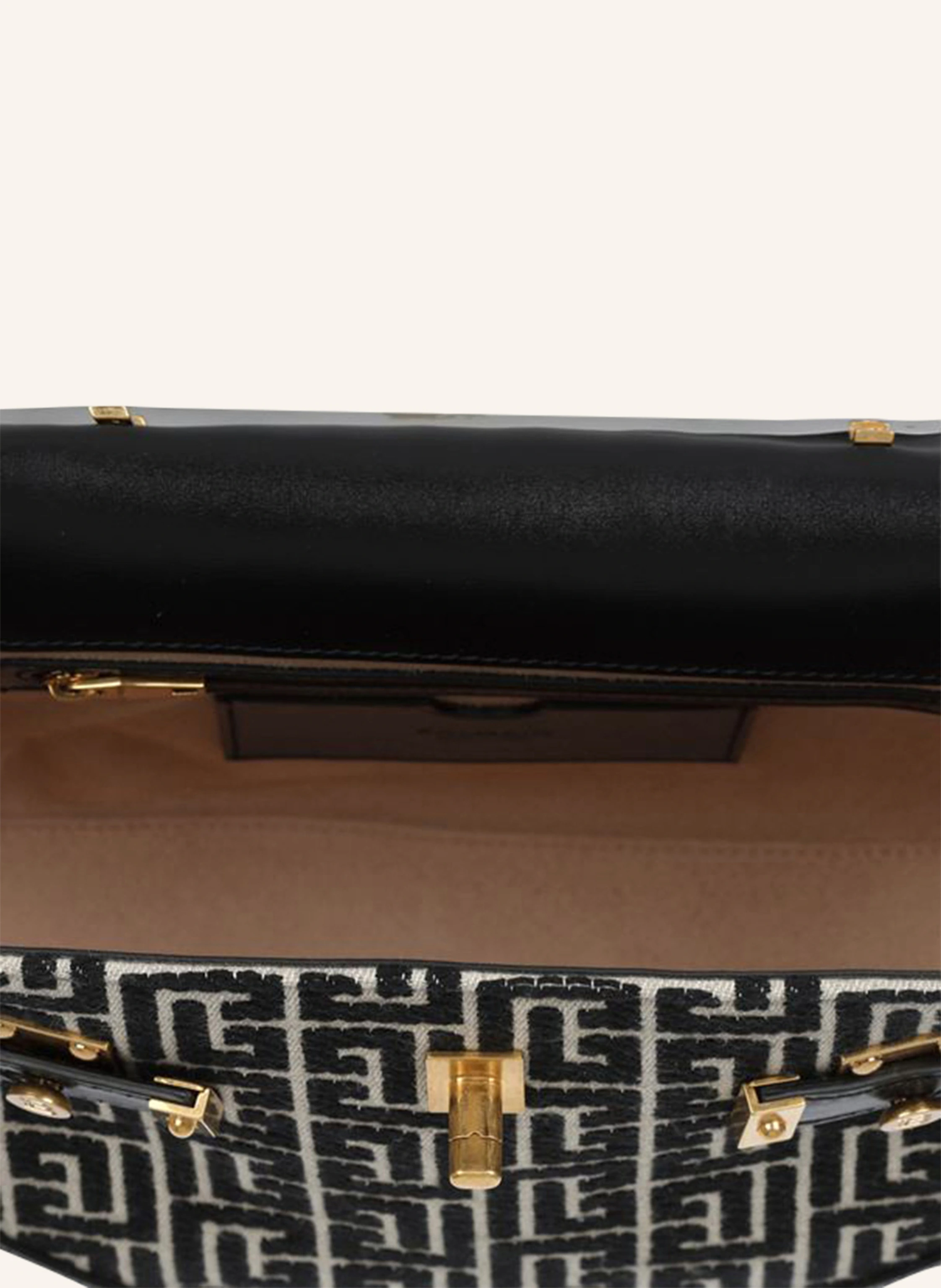 BALMAIN Zweifarbige B-Buzz 23 Tasche aus Jacquard mit Ledereinsatz