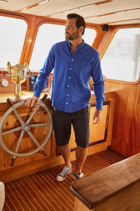 Bermuda, Leinenmix, Elastikbund, Basic Fit
