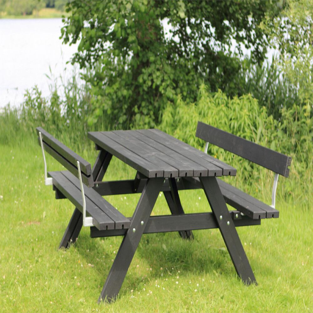 BENKESETT PLUS MED 2 RYGGSTØTTER 177CM SVART