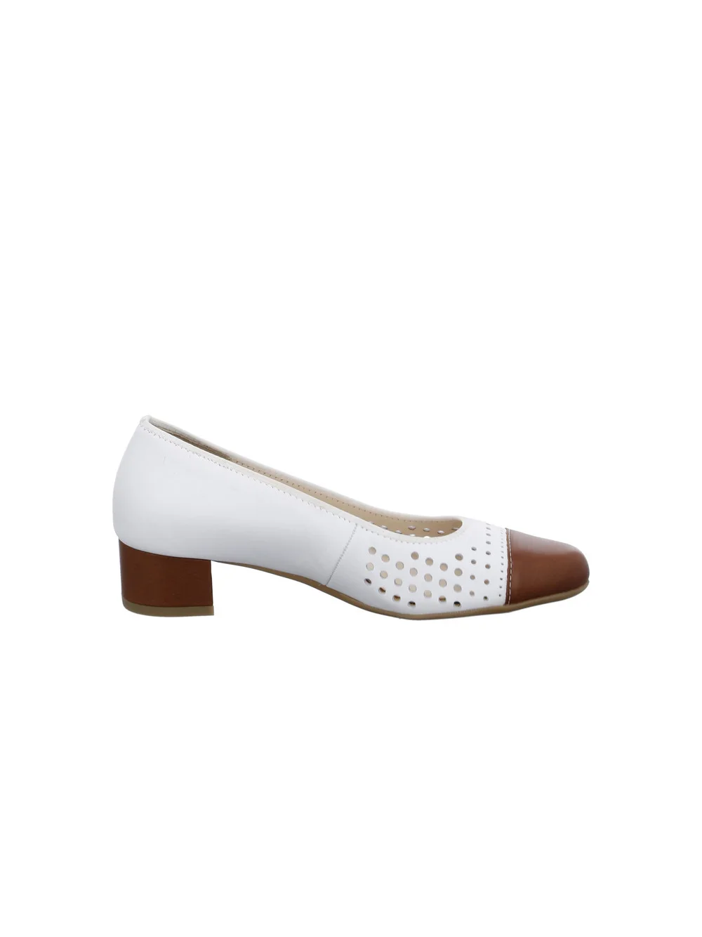 Pumps Nizza cognac weiß