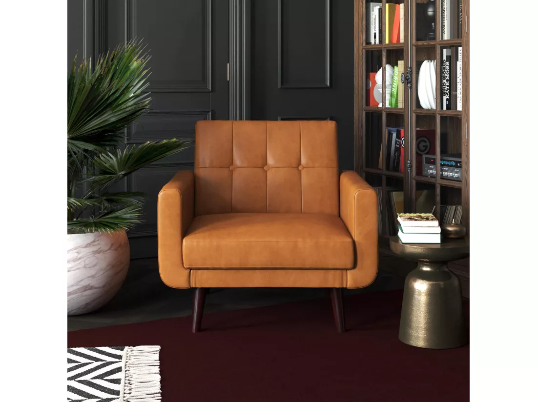 Nola | Chaise d'appoint en faux cuir camel
