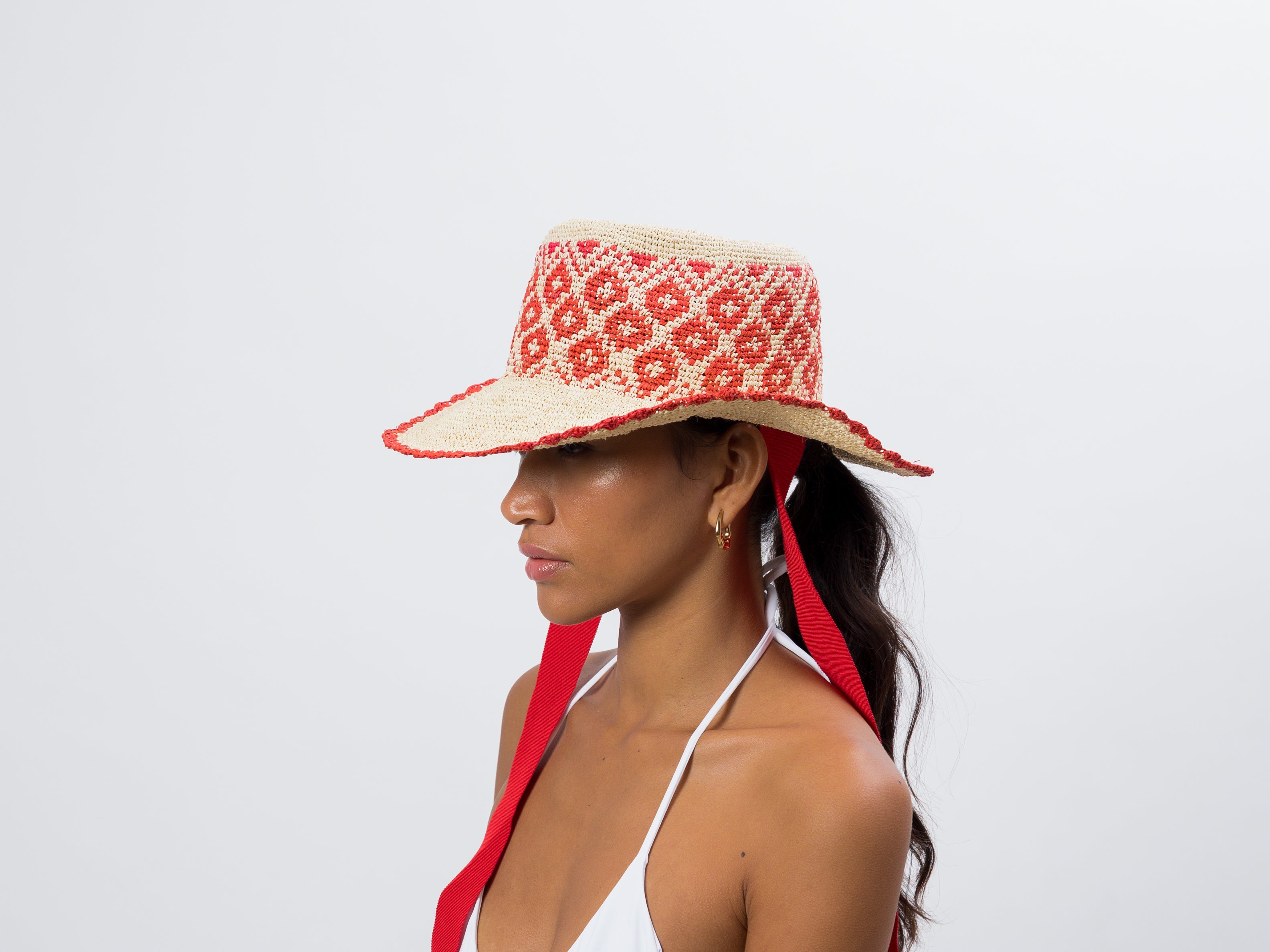 Chapeau hippie au crochet en forme de losange