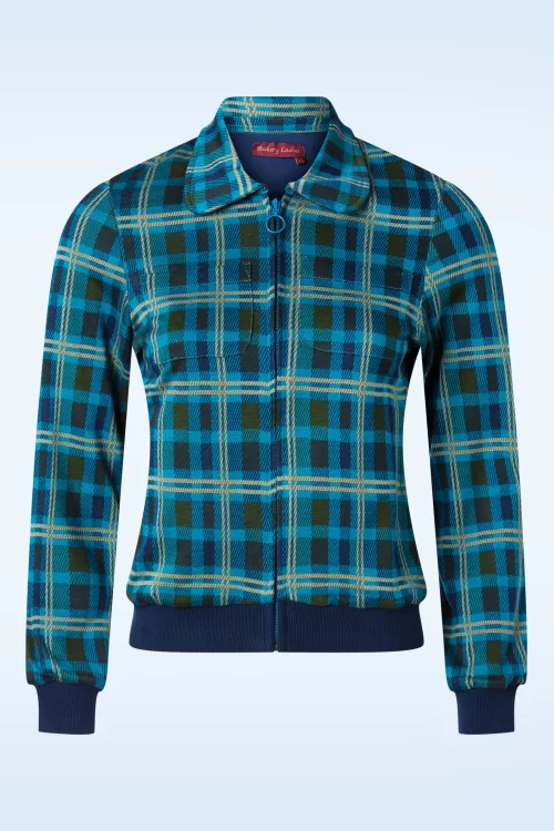 Bakery Ladies Mila Check baseball jacket in saffierblauw
