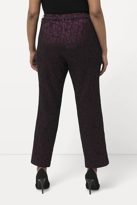 Jacquard-Hose, florales Design, schmales Bein