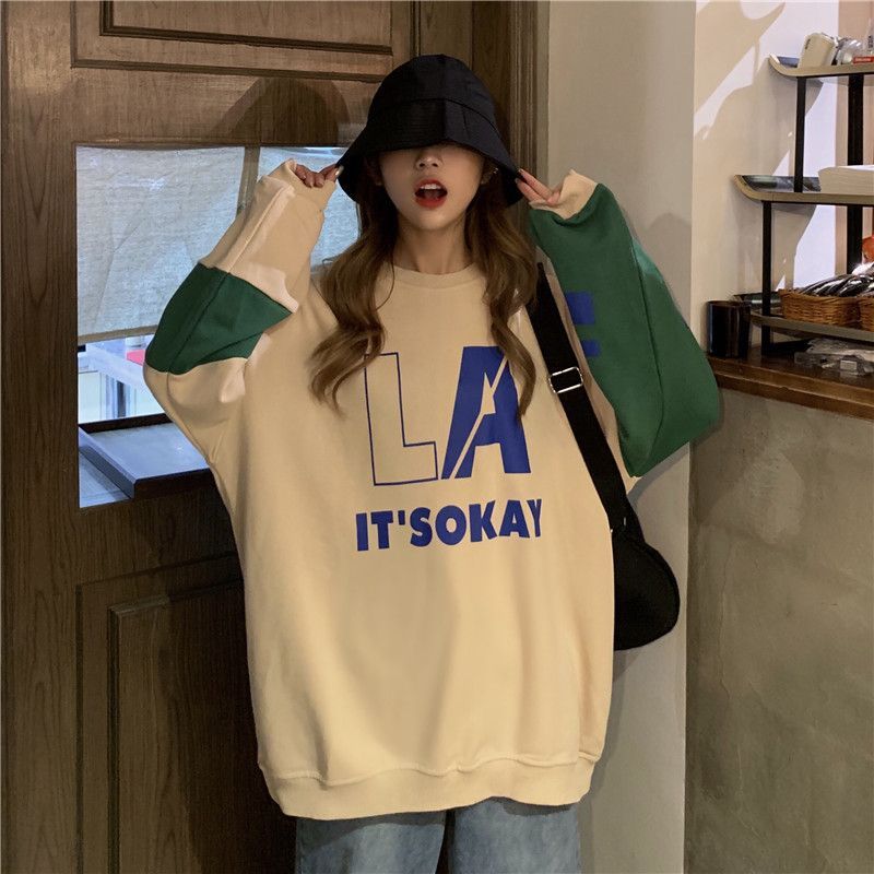 Iduna - Sweatshirt met letterprint en kleurblokken