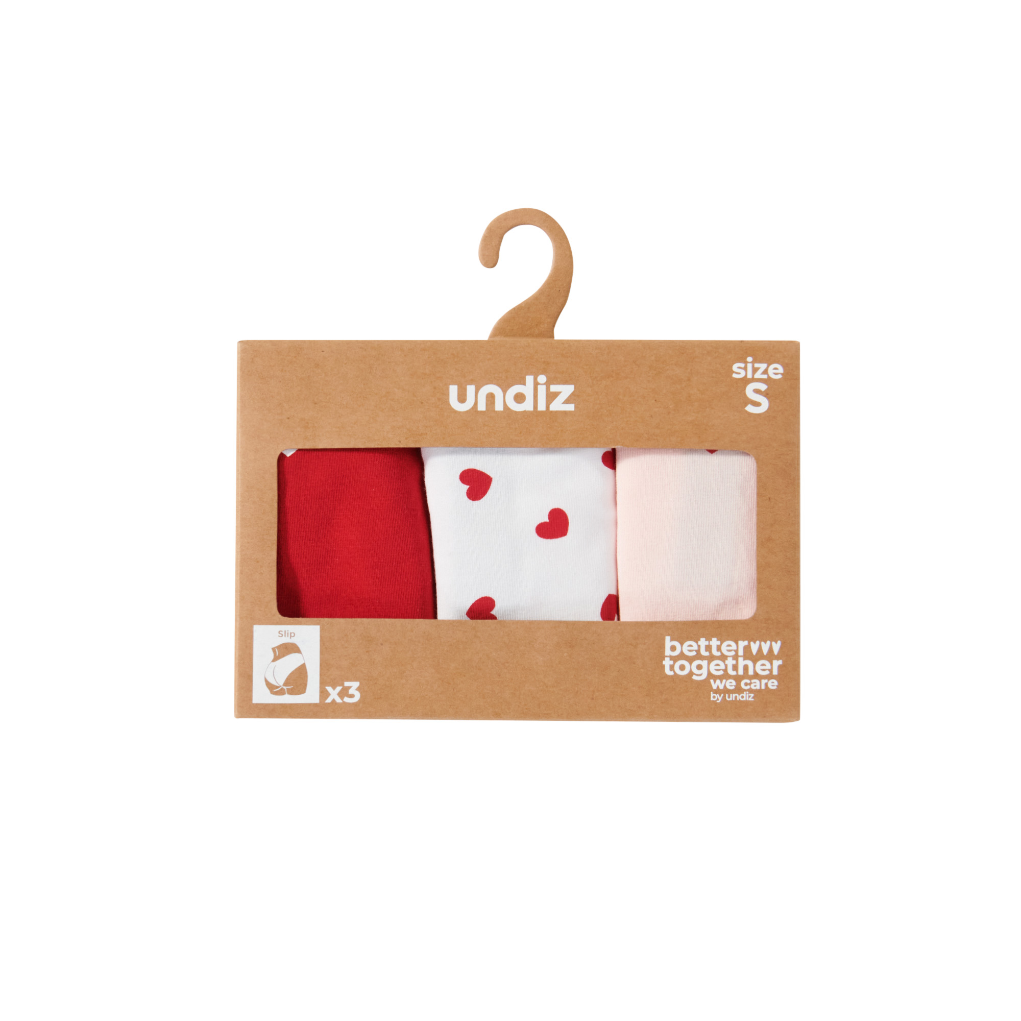 Lot de 3 culottes à motifs coeurs en coton