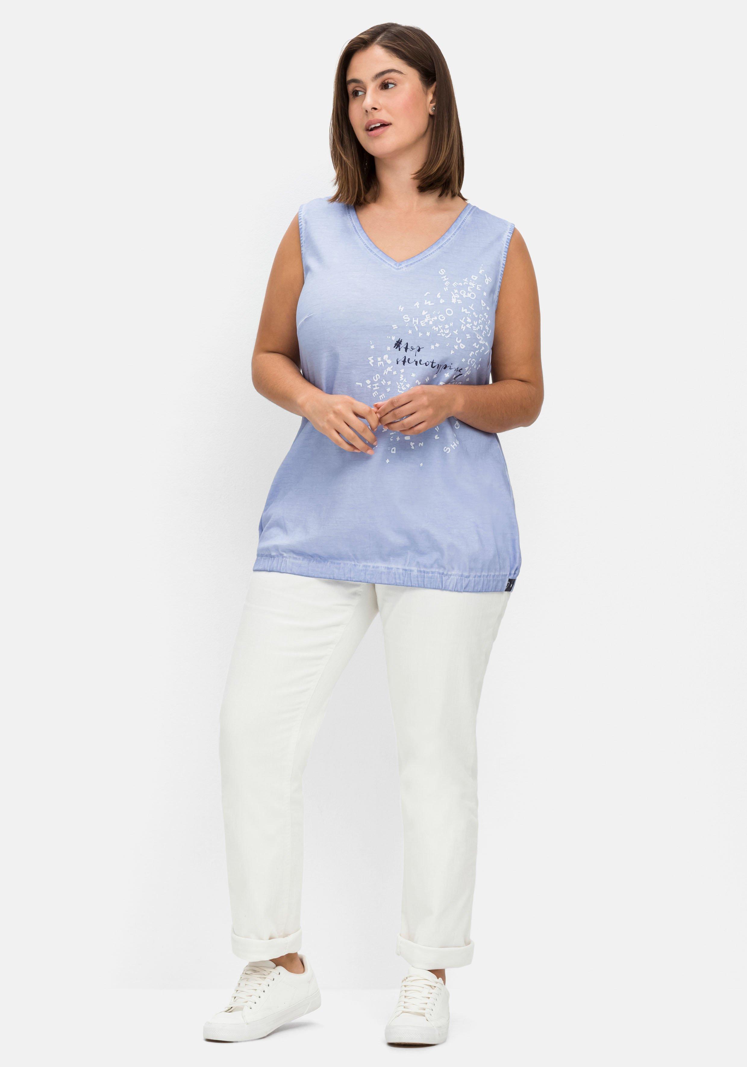 Top mit Frontdruck und Gummizugbund