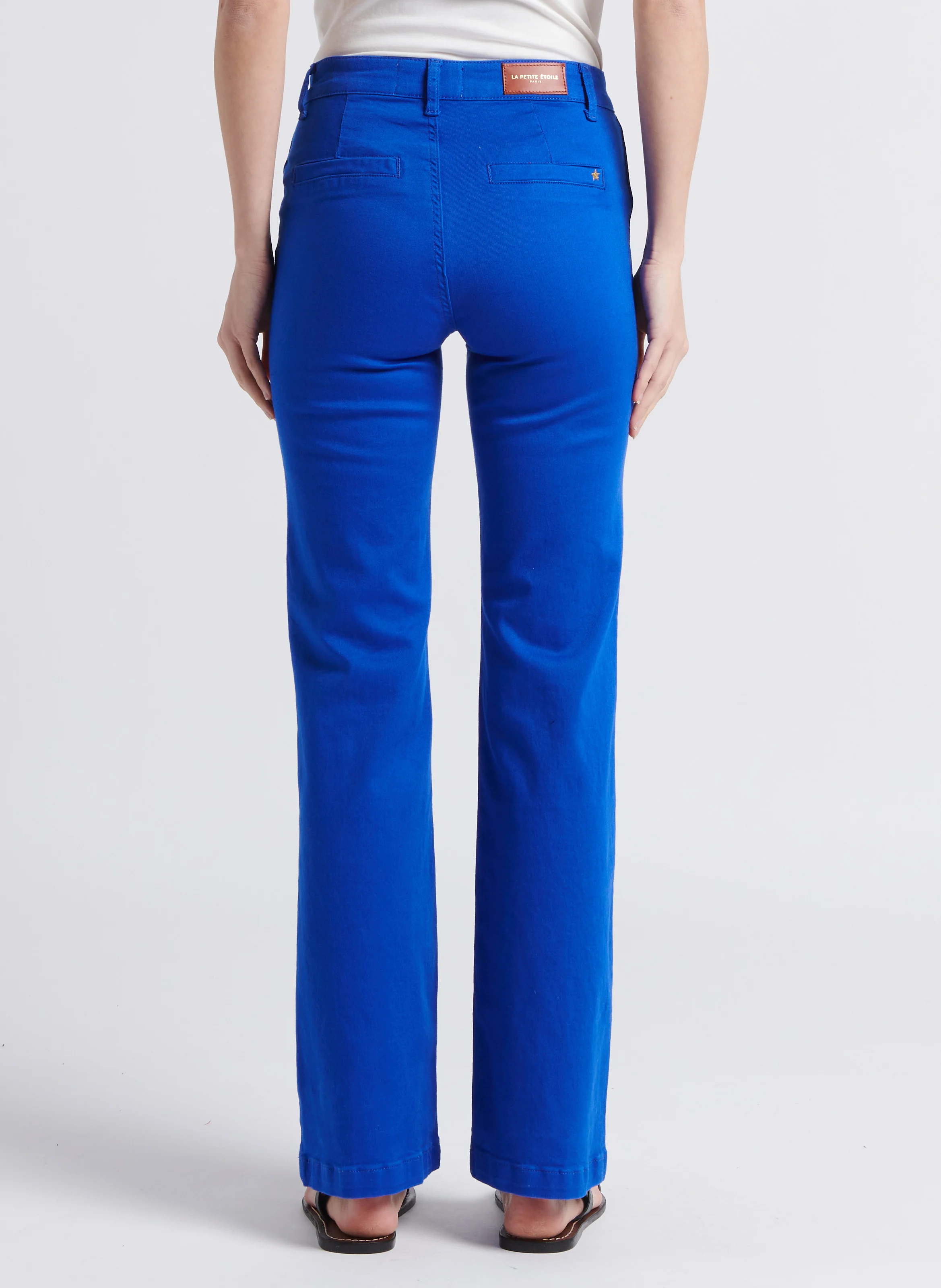 SONNY - Jean flare taille haute en coton stretch| Bleu
