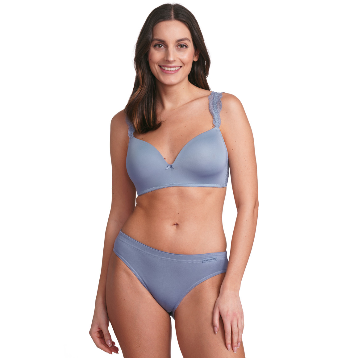 Gina Benotti 3 Damen Slips in verschiedenen Farben weiss / dunkelblau / hellblau