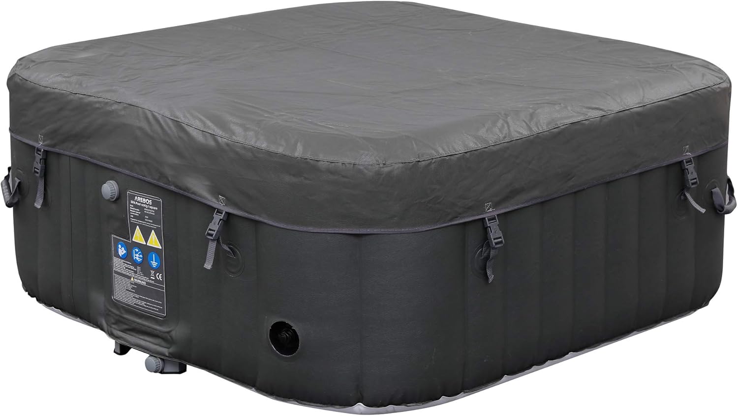 Arebos Aufblasbarer Spa Pool | für drinnen und draußen | Whirlpool 4 Personen | 154x154cm | 100 Massagedüsen | Wellness Spa Heizung | Aufblasbare Massage Quadrat | 600 Liter