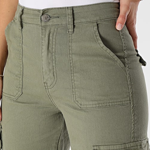 Pantalon Cargo Flare Femme Vert Kaki