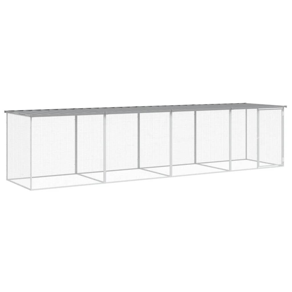 Galinheiro vidaXL com telhado, aço galvanizado, cinza claro, 1003x98x90 cm