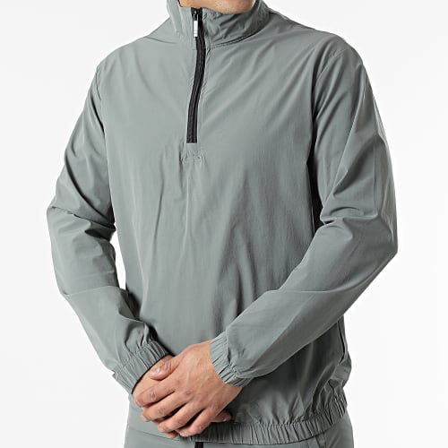 Ensemble De Survetement Veste Col Zippé Pantalon Jogging Vert Kaki Foncé