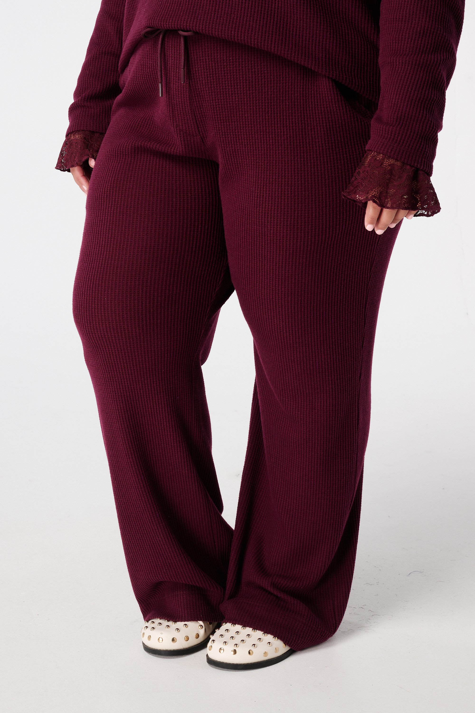 Rechte broek met elastieke taille Bordeaux