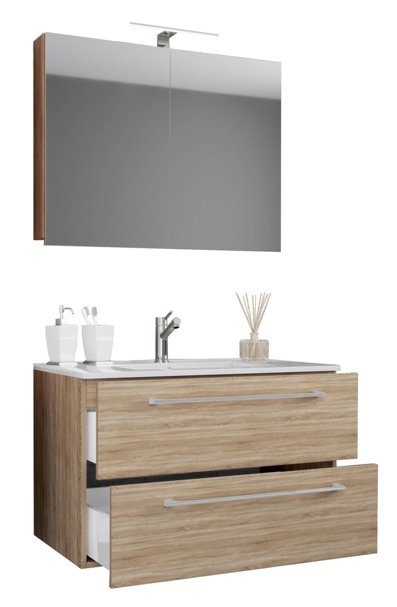 3-delige wastafelset Badinos SC Sonoma eiken (gezaagd)