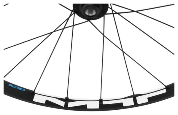 Roue vtt 29  av jante noir moyeu shim mt500 disque centerlock axe traversant boost 15x110
