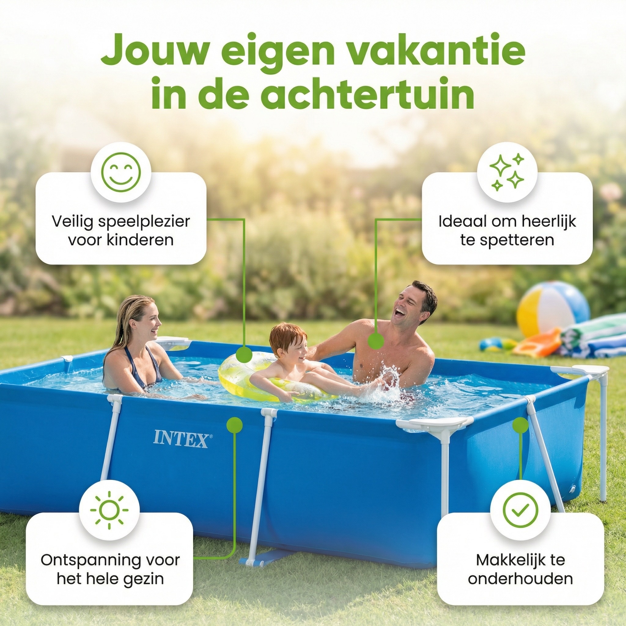 Intex rechthoekig frame 260x160x65cm zwembad