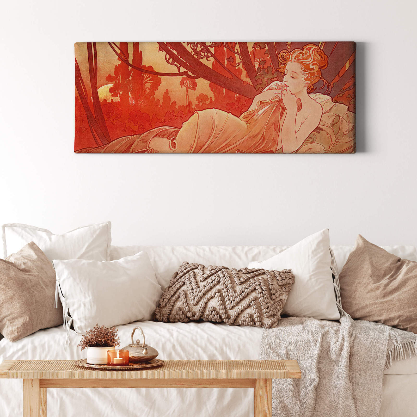 Leinwandbild ABENDRÖTE - rosa - 100x40 cm