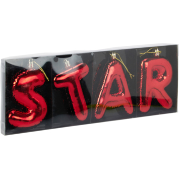 Kerstdecoratie ophangletters rood goud glas per woord/stuk