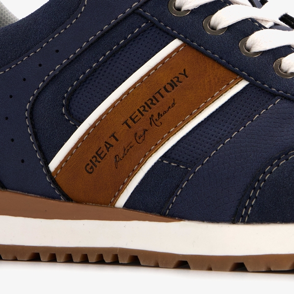 Blue Box heren sneakers blauw met bruine details
