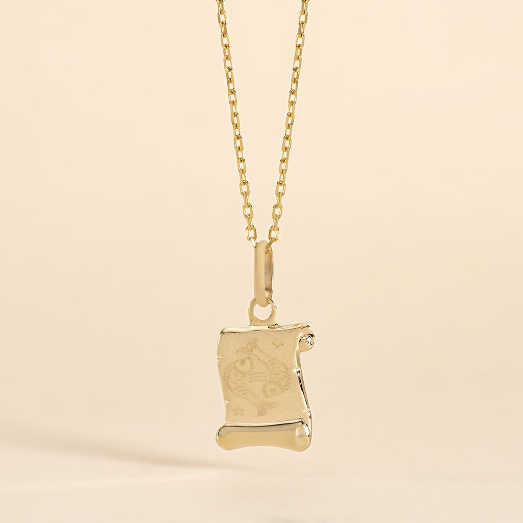 Pendentif Lamie Zodiaque Parchemin Or Jaune