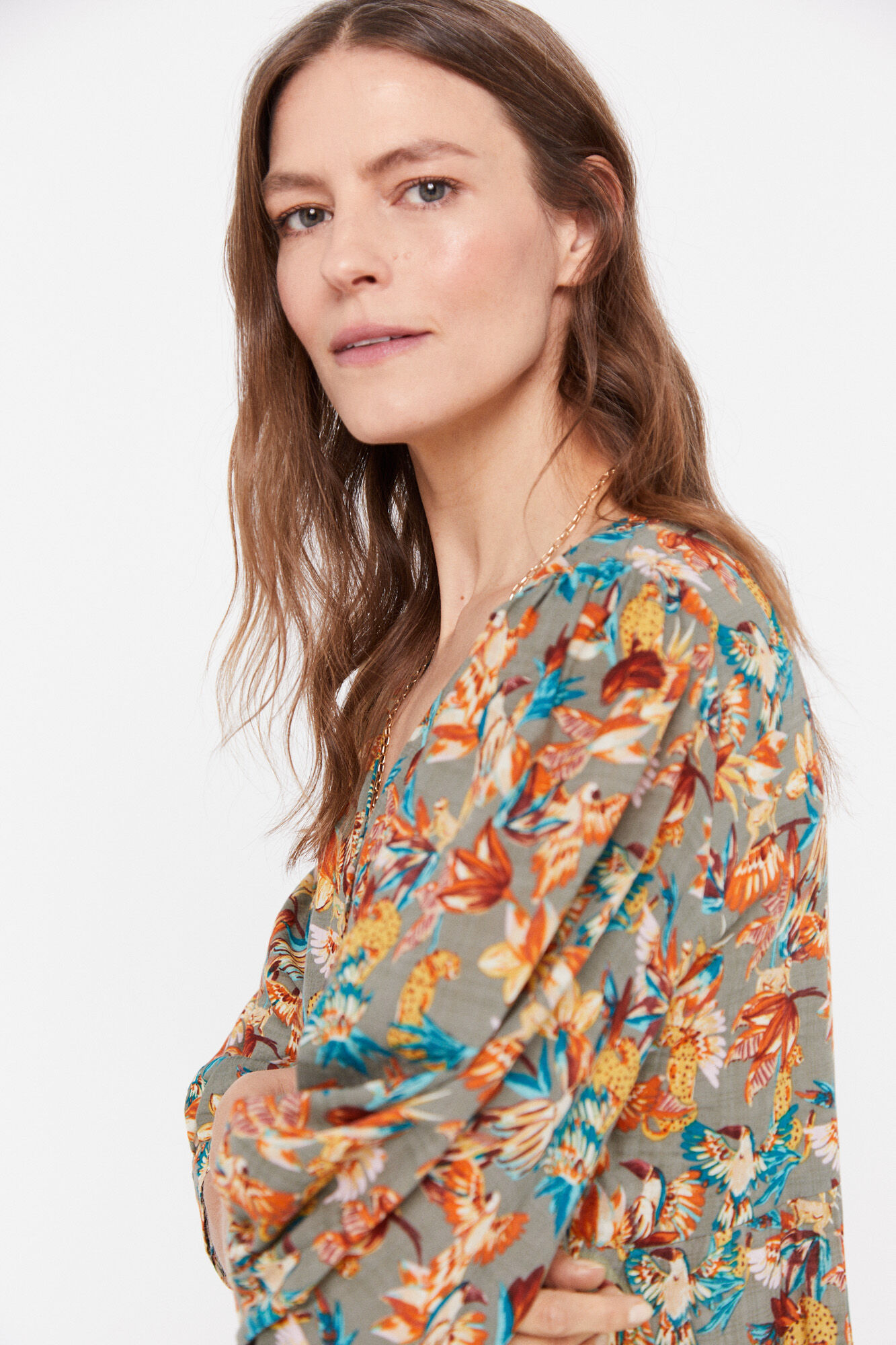 Vestido com estampa floral - Estampa verde