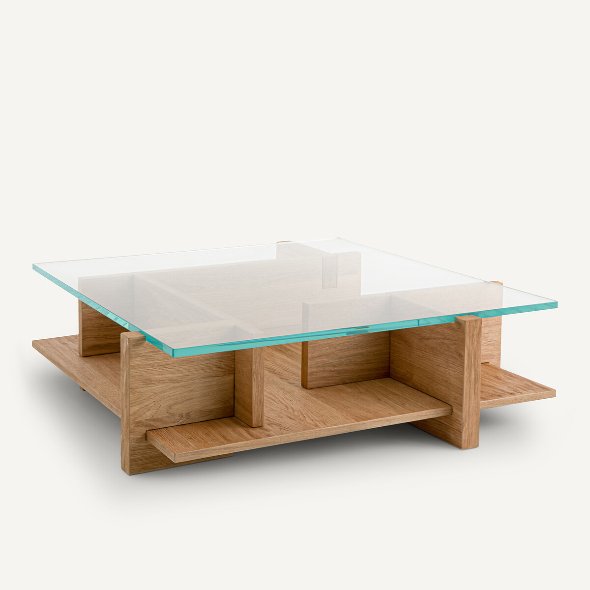 AM.PM<br>Mesa de centro em carvalho jateado e vidro temperado, Laby