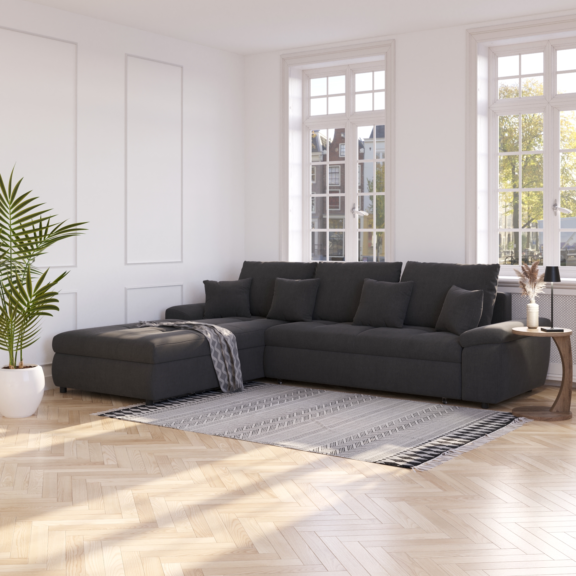Ecksofa mit Schlaffunktion BRYNN links anthrazit