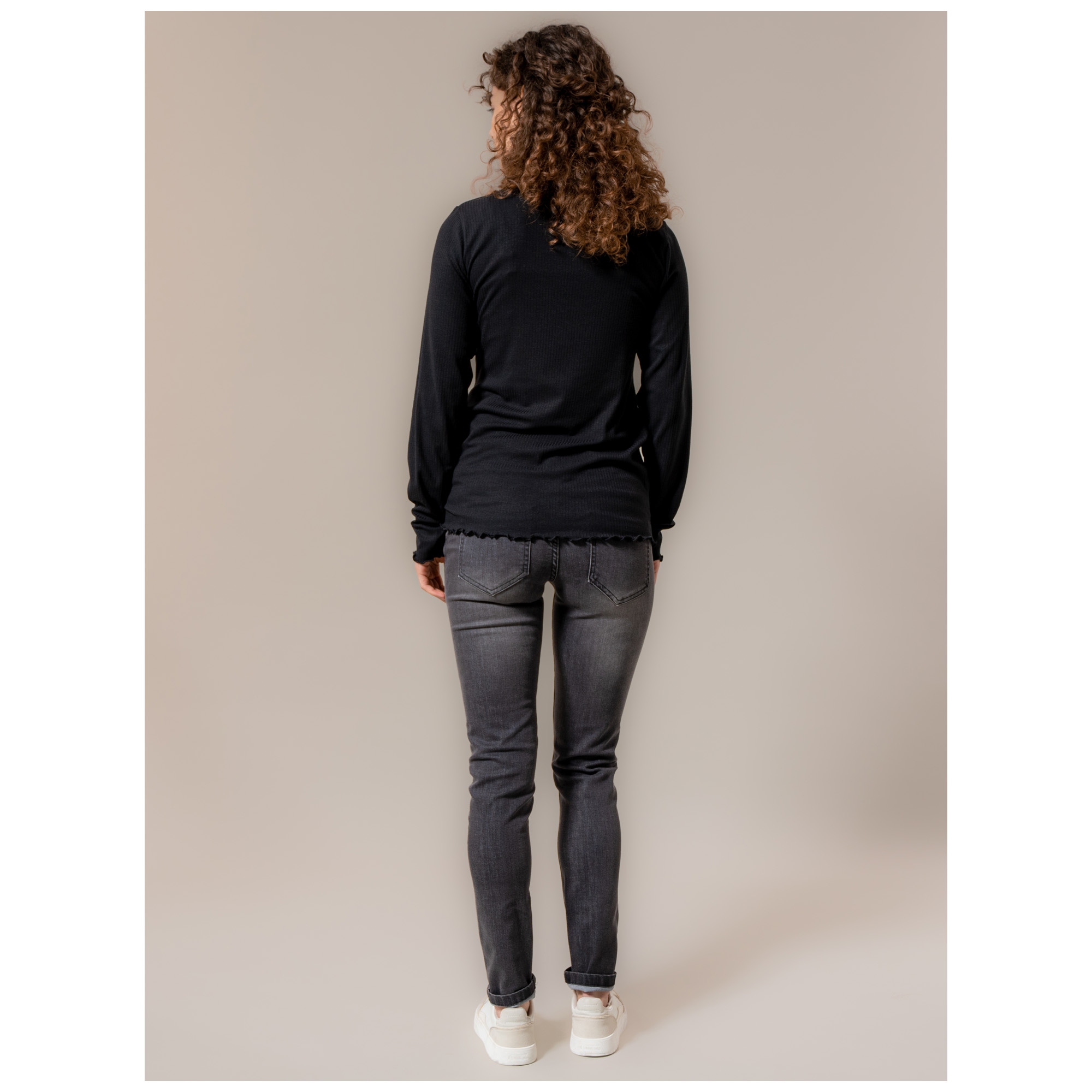Prénatal zwangerschapsshirt lange mouwen effen zwart