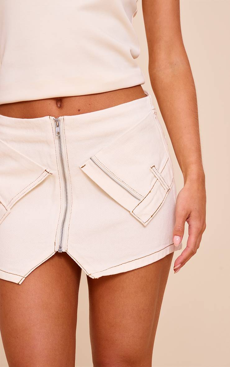 Ecru Jupe Micro Mini En Denim Petite