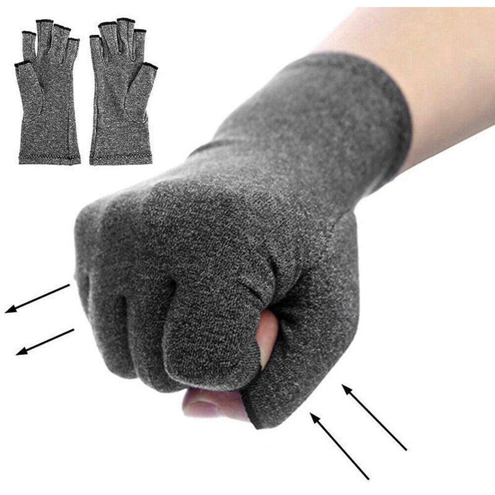 (1 Paar) Gr. M Fingerlose Enganliegende Druck Handschuhe - Grau