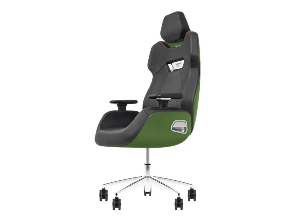 Thermaltake ARGENT E700 - Spillestol - ergonomisk - høj ryg - armstøtter - T-formet - vippe - drejeled - aluminiumlegering, perforeret læder, højdensistets støbt skum - sort, racing grøn