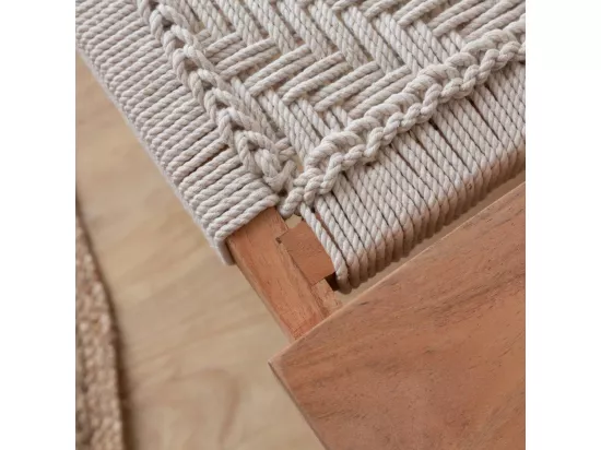 Banc en bois de manguier tissage Bertille
