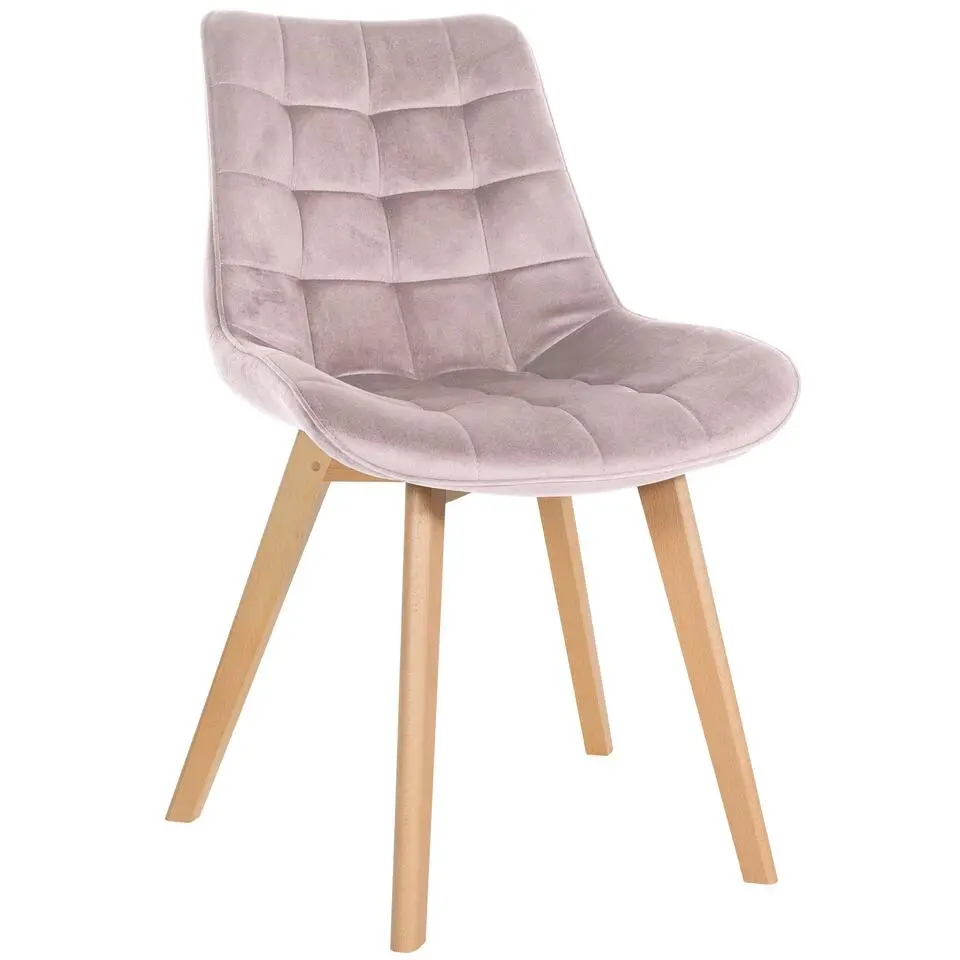 CLP Eetkamerstoel Brook natura Frame - Fluweel - roze