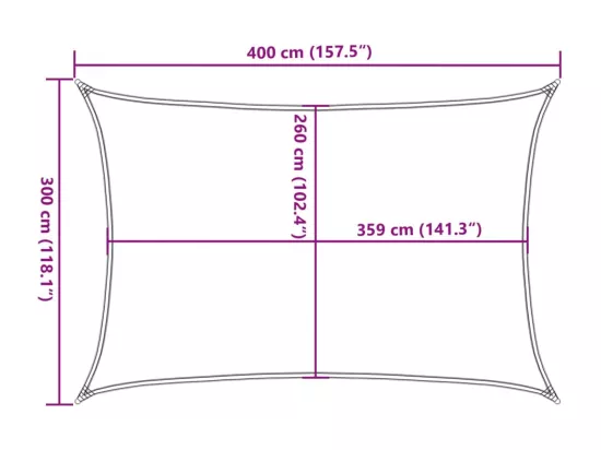 Voile d'ombrage gris clair 4x3 m 100% polyester oxford