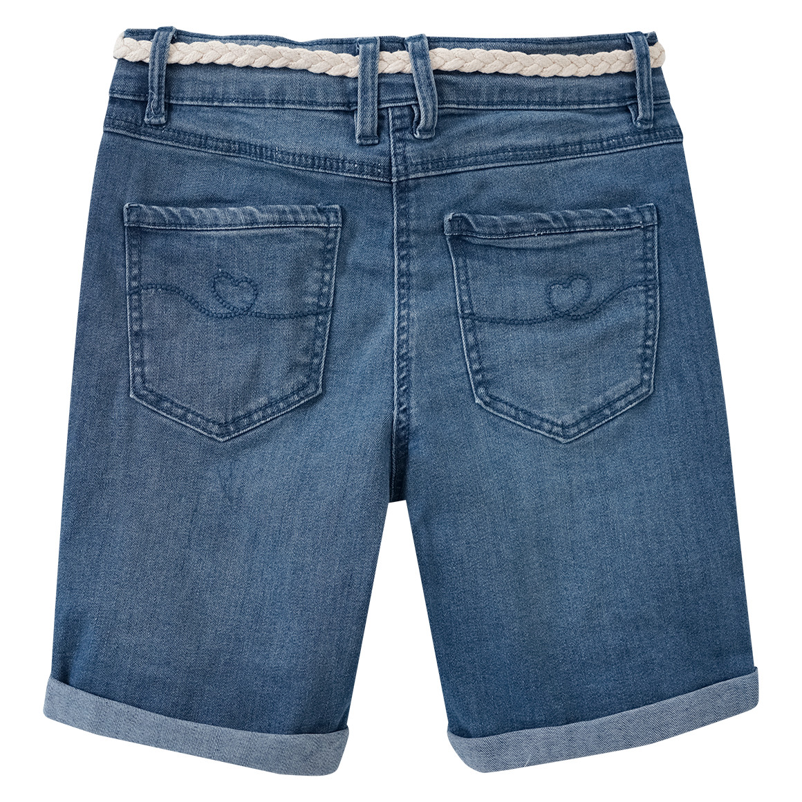 Yigga Mädchen Jeansshorts mit Flechtgürtel blau