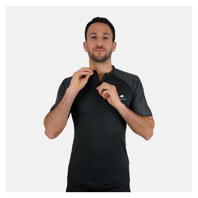 Maillot Manches Courtes Raidlight 1/2 Zip R-Light Gris / Noir