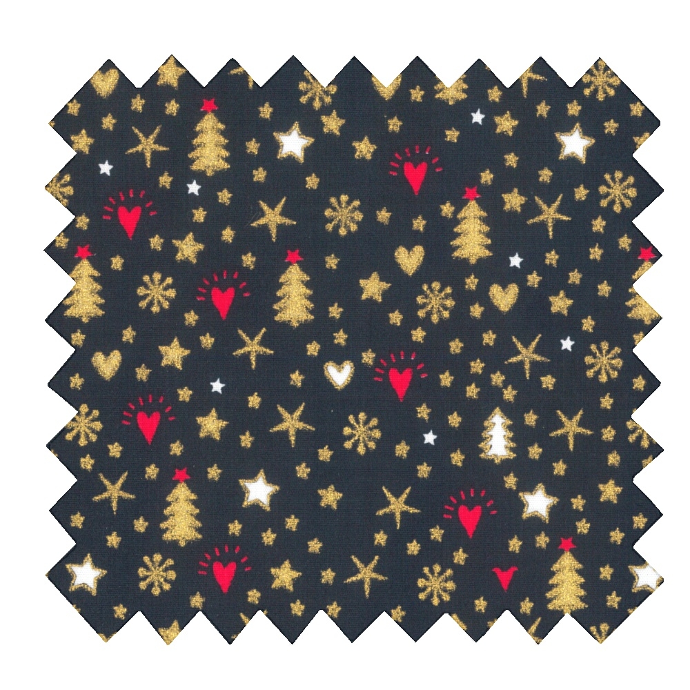 Tissu Coton Au Mètre Etoile Sapin Marine Ex1031