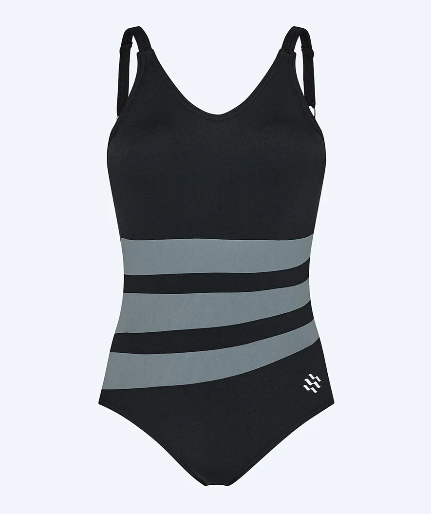 Watery badedragt med indlæg til damer - Mystique Stripes - Sort