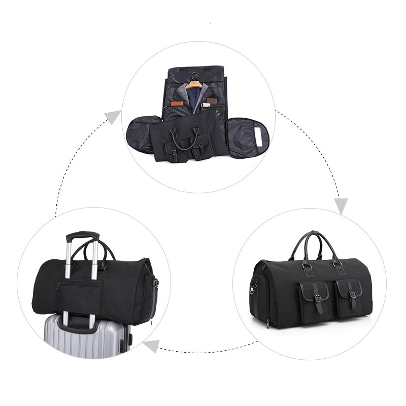 3in1 Faltbare Reise Tasche Multifunktions Business Bag mit Integrierter Kleidertasche   Schuhfach - Schwarz