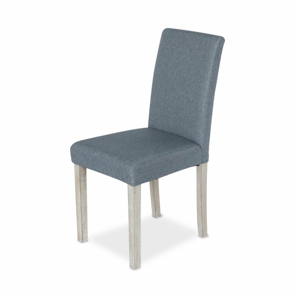 Lot de 4 chaises - rita - chaises en tissu. Pieds en bois cérusé. Gris clairs