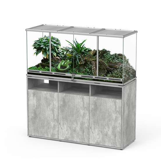 Terrarium et Meuble avec portes Béton L.132xP.45xH.60cm